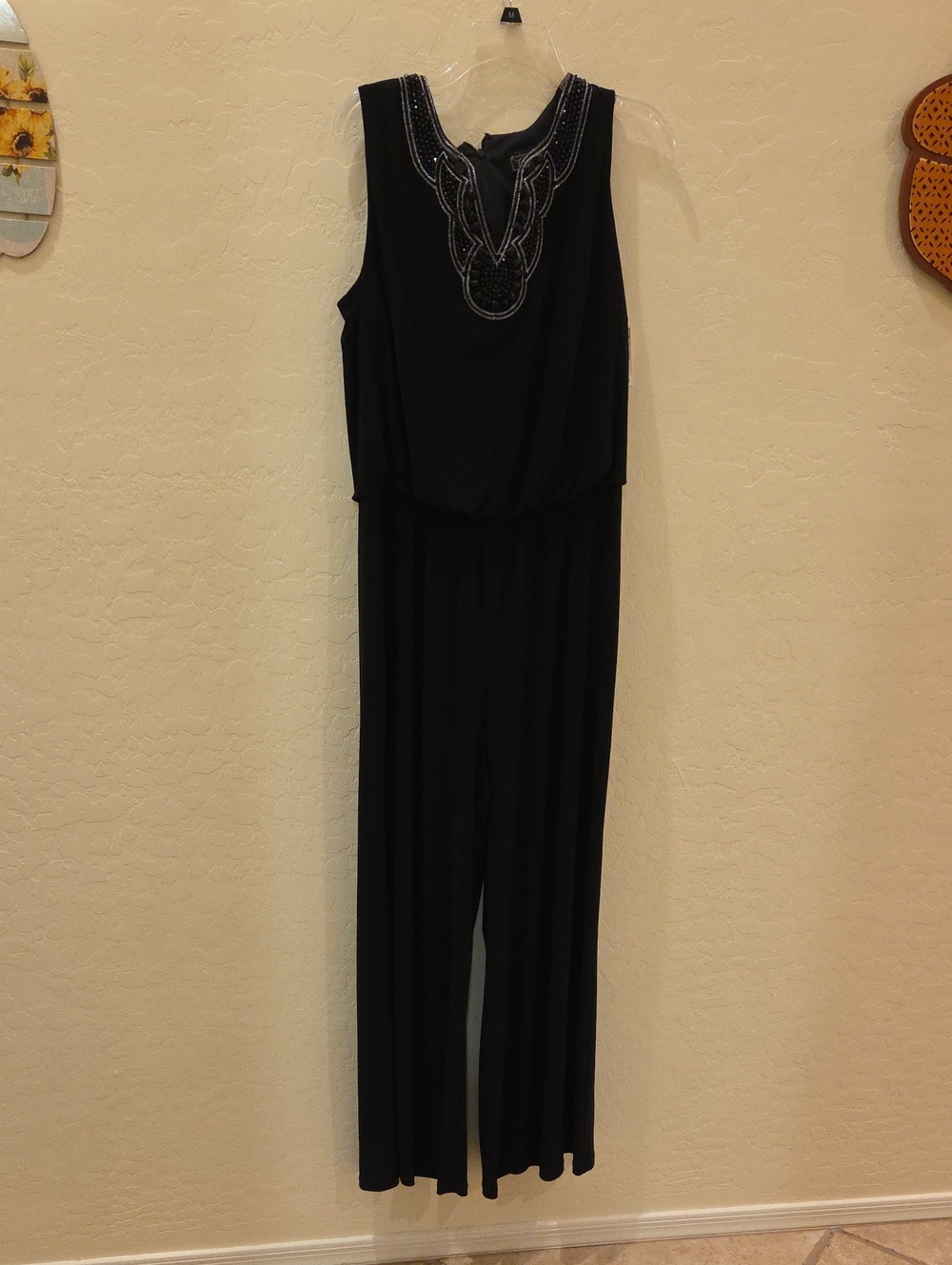 dressbarn Collection Embellished Black Wide Leg Jumpsuit 1X NWT